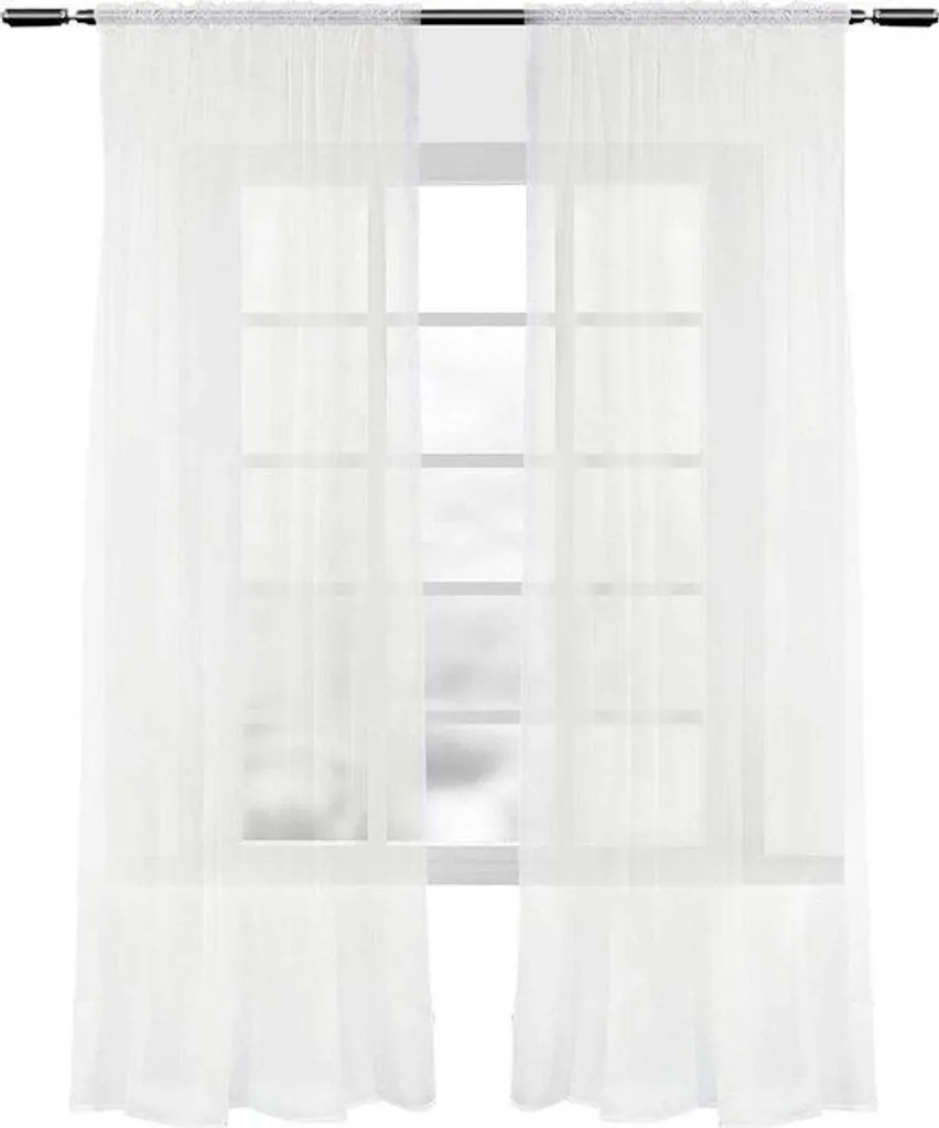 Rideau polyester crème 140x245 cm : Tissu infroissable et durable