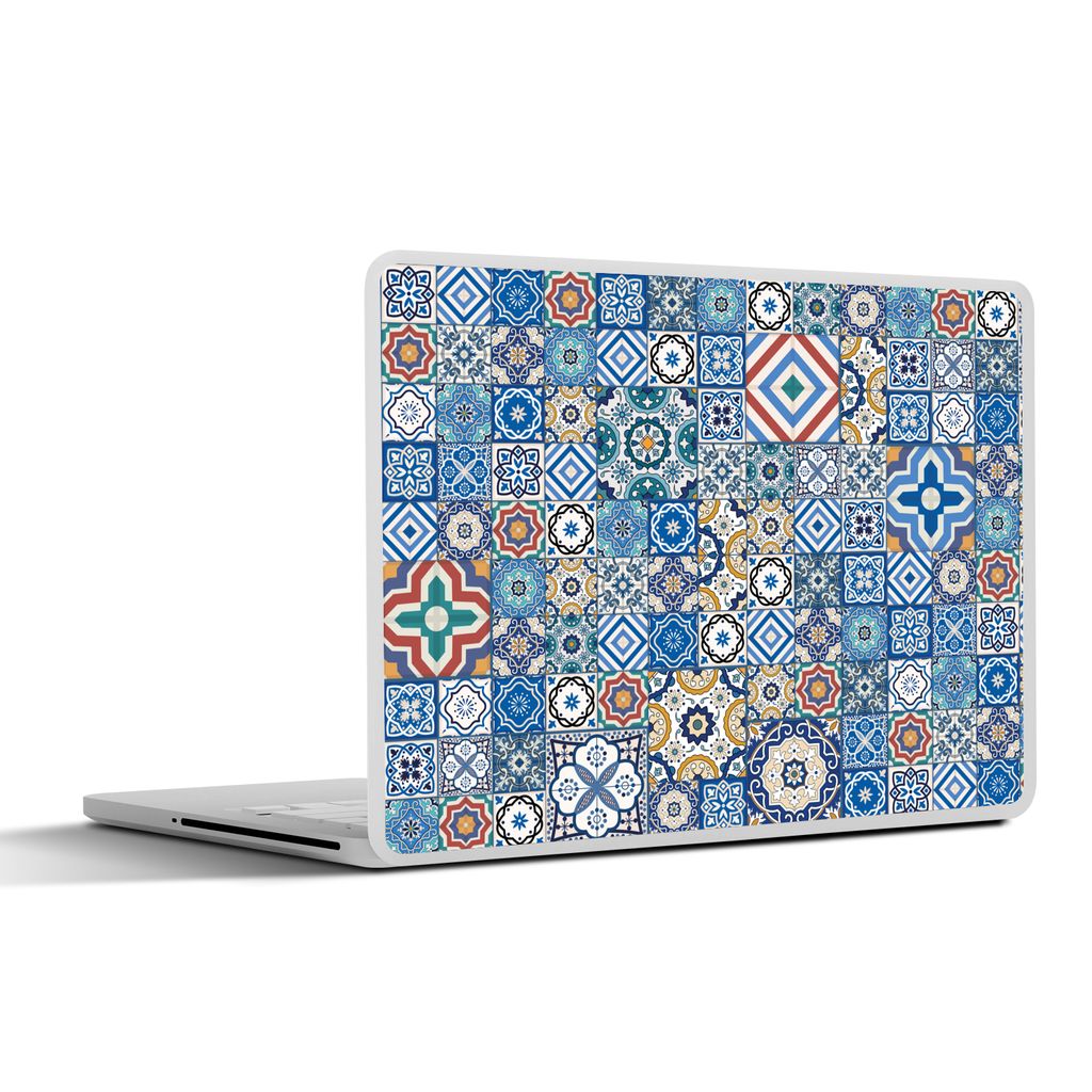 MuchoWow Laptop Aufkleber Sticker Cover Muster - Blau - Formen 25x18 cm - Laptop-Deko