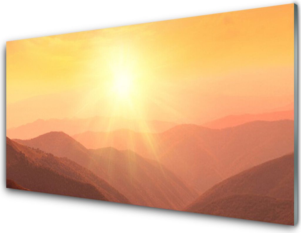 Küchenrückwand aus Glas 100x50cm Spritzschutz Sonne Gebirge Landschaft