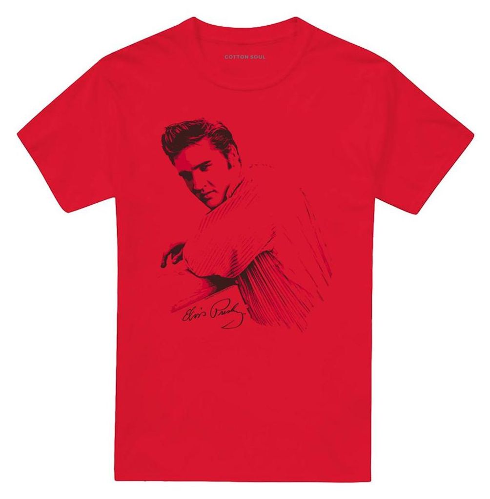 Elvis Presley - "On The Range" T-Shirt für Herren/Damen Uni TV33712 (M) (Rot)