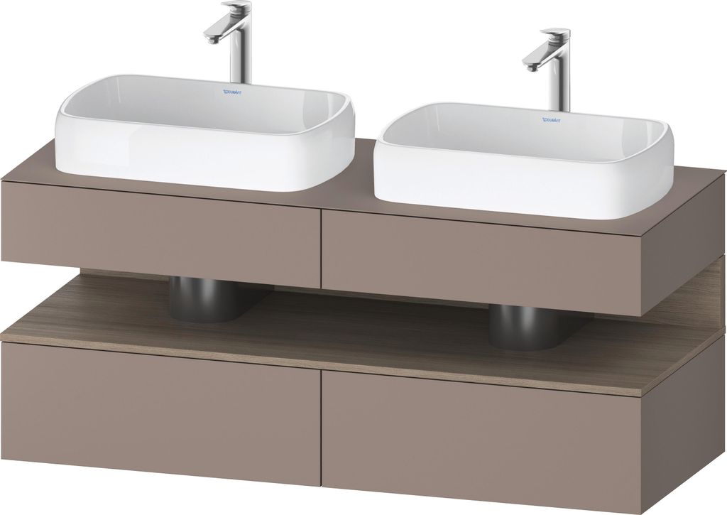 Duravit Qatego Konsolenwaschtischunterbau, 2 Auszüge, 2 Schubkästen, 2 Ausschnitte, 1400x550x600mm, Nische Eiche Terra, QA4767035430000