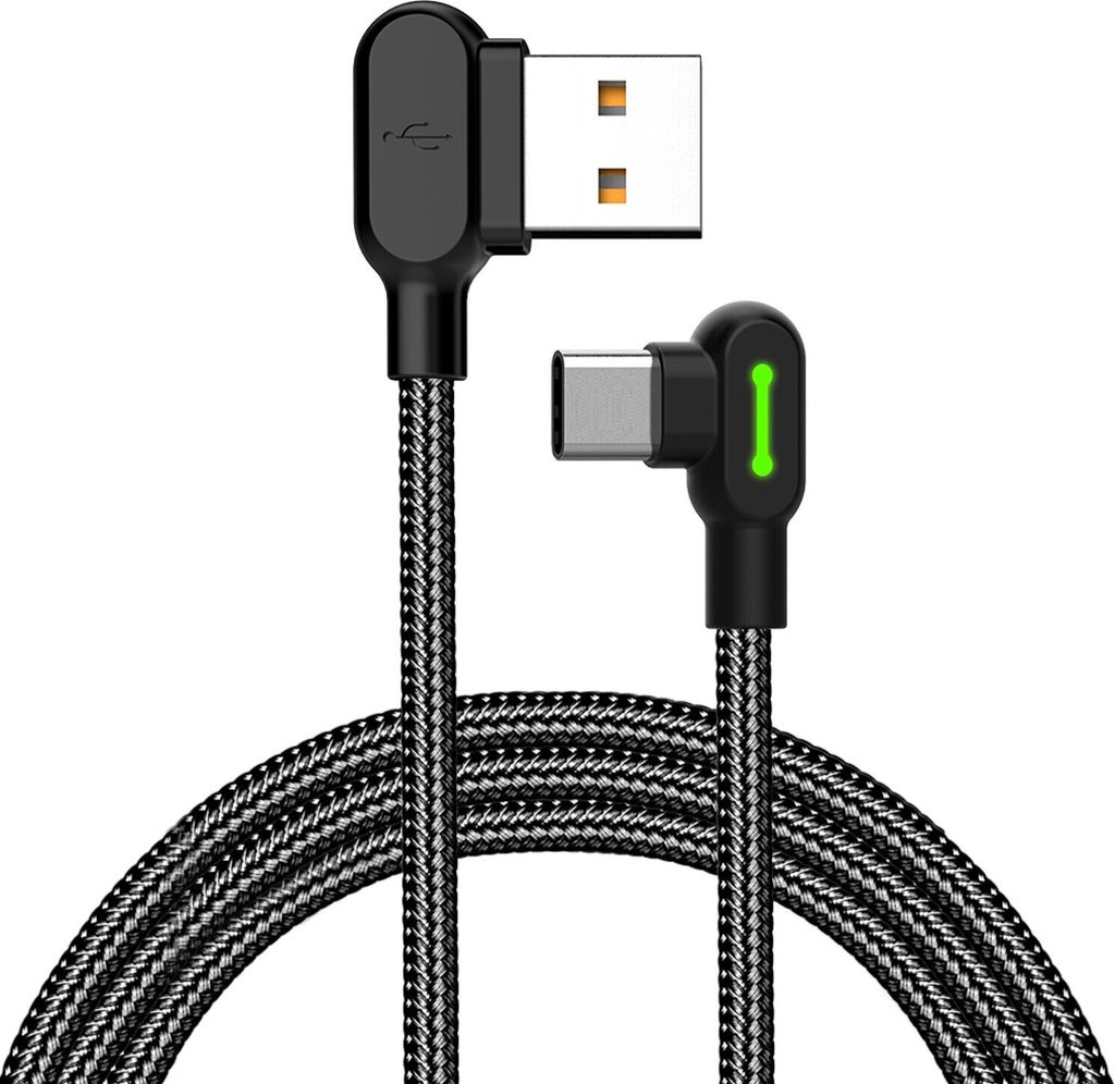 cofi1453 LED 90 Grad Typ-C 3M Ladekabel Winkel USB-C Kabel abgewinkelt Nylon geflochten Schnellladegerät Daten Sync L Form Kabeladapter kompatibel...