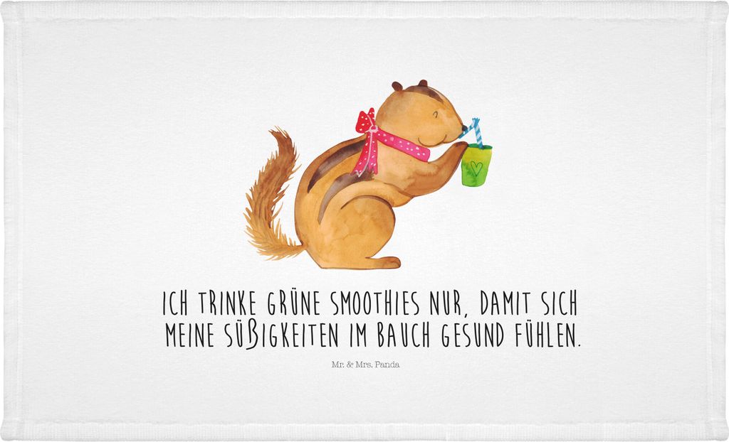 Mr. & Mrs. Panda Flauschtuch Eichhörnchen Smoothie - Weiß - Geschenk, Streifenhörnchen, Frotteehandtuch, Lustige Sprüche, gesichtshandtuch, Abn...