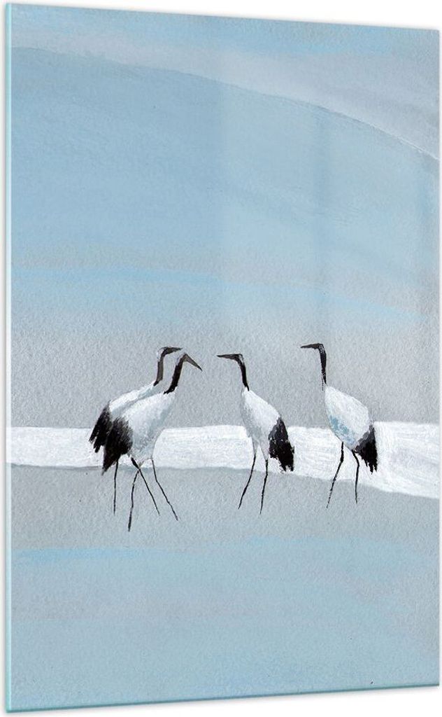 Bilder auf glas - Einteilig - Vögel Kraniche Natur - 70x100cm - Glasbilder - Wandbilder - Bilder - zum Aufhängen bereit - Wanddekoration aus Glas...