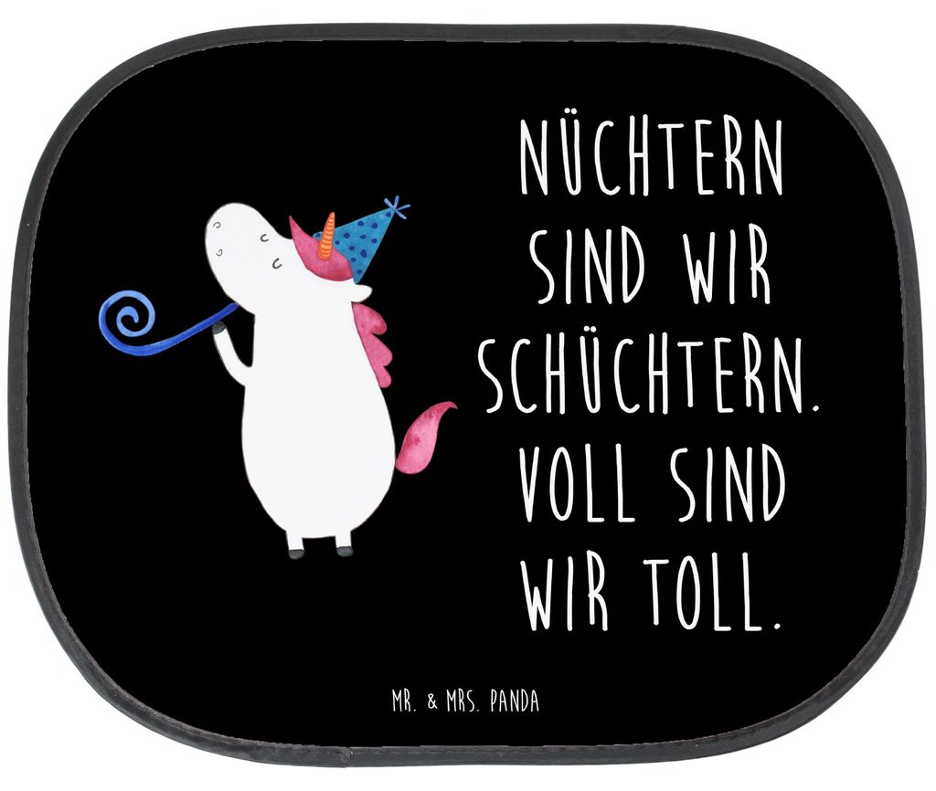Mr. & Mrs. Panda auto blendschutz Einhorn Party - Schwarz - Geschenk, Einhörner, Seitlicher Sonnenschutz, Fürs, Disco, Unicorn, Geburtstag, Glitz...