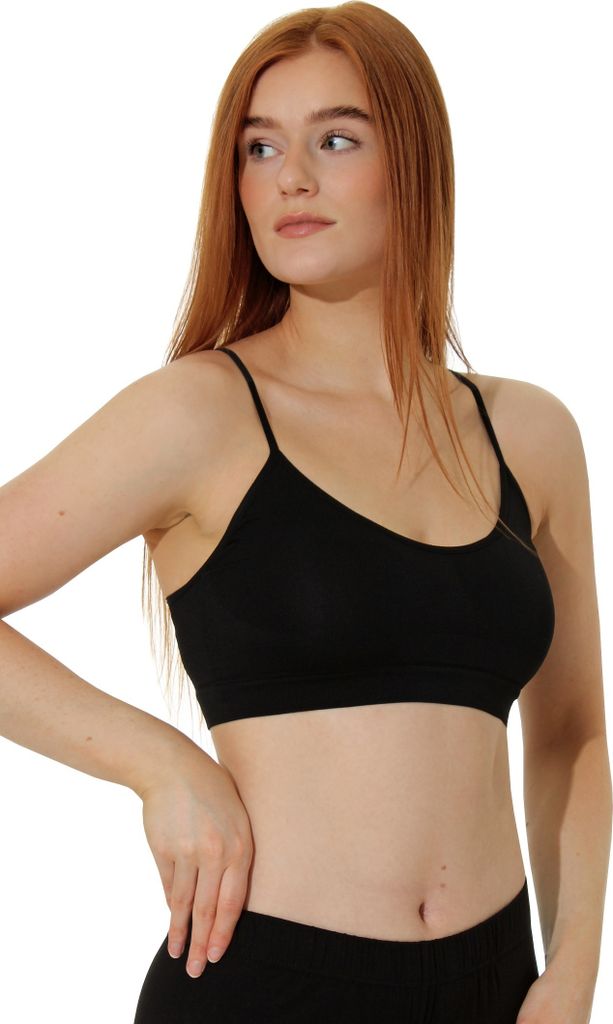 Yenita Spaghetti Bustier 3er Set Seamless - Sport BH M schwarz