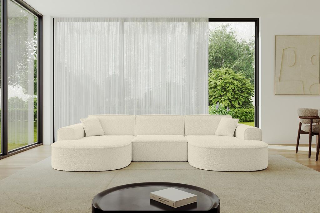 ALTDECOR Ecksofa in U-Form MARI-U1 -303x171x79,5 cm Beige - Corner Sofa Bett Eckcouch Couch L-Form Wohnlandschaft Cauchsofa
