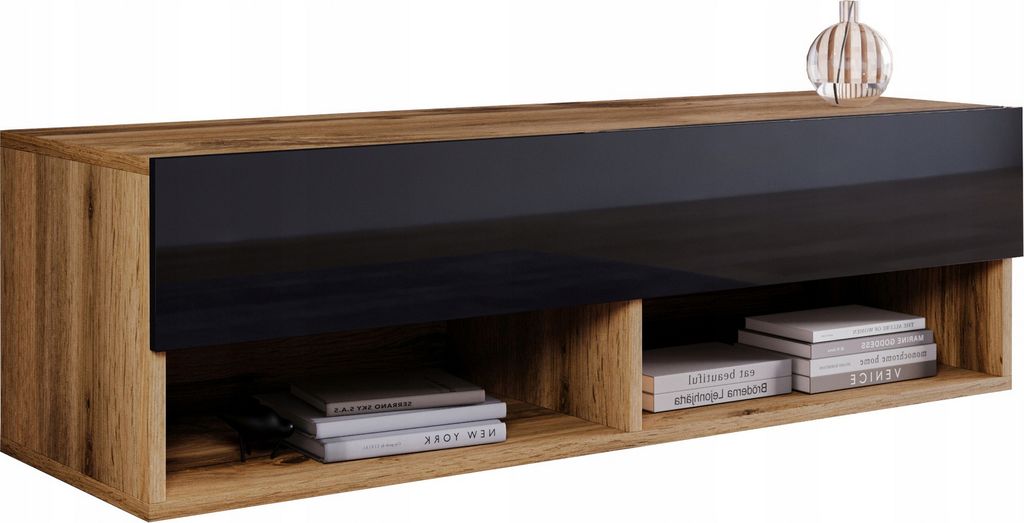 Tavolino per TV CALIBURI 100 - rovere wotan / nero lucido Immagine del prodotto 