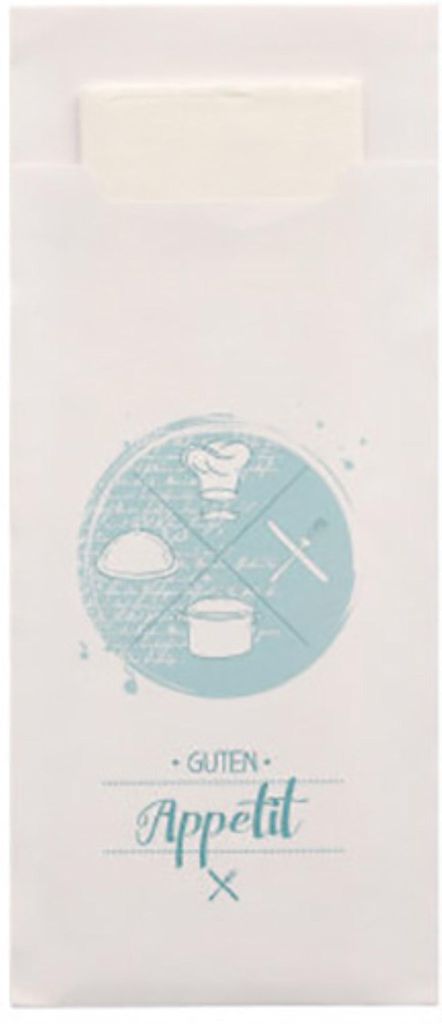 Papstar Bestecktaschen "Guten Appetit", 20x8,5 cm, weiß, inkl. weißer Serviette 33x33 cm 2-lag. 520 Stück