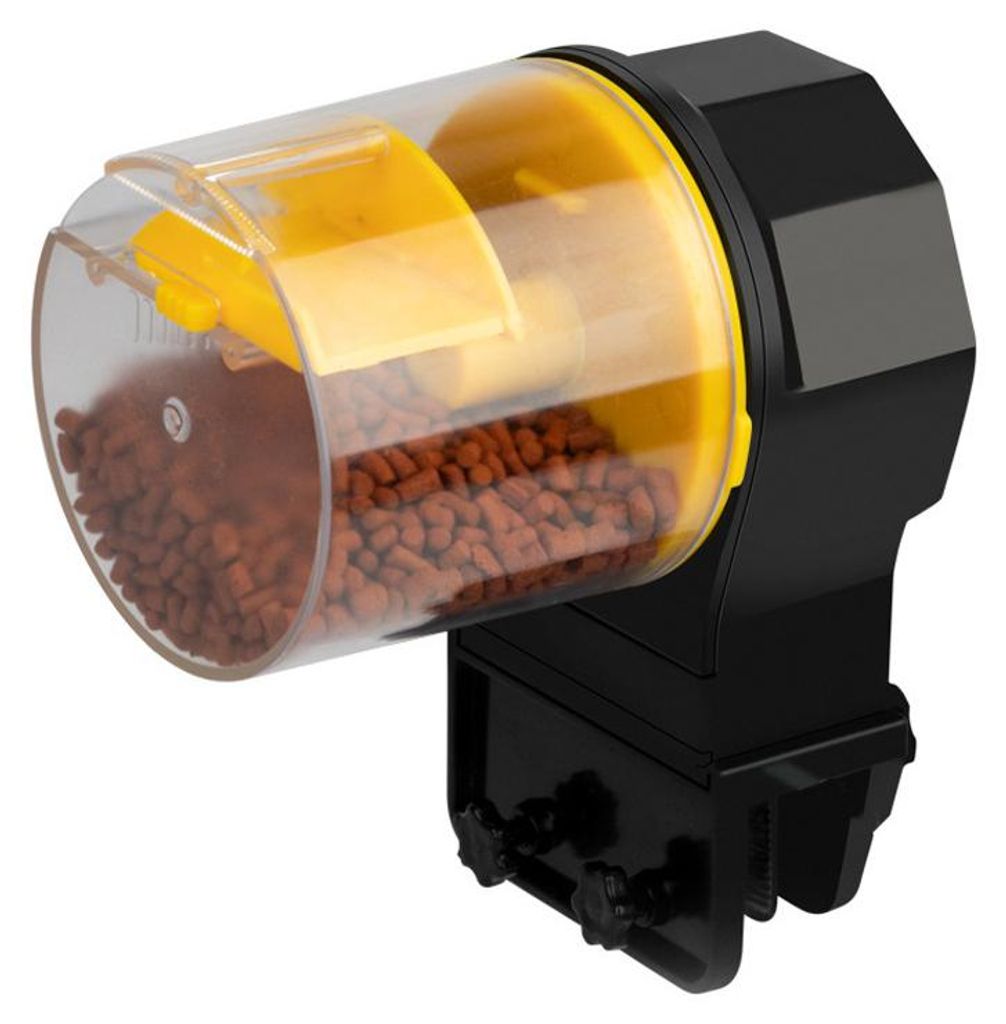 Automatischer Fischfutterspender, Smart Timing, Aquarium, automatischer Timer, Futterspender zum Füttern von Schildkröten, Goldfischen, Gelb