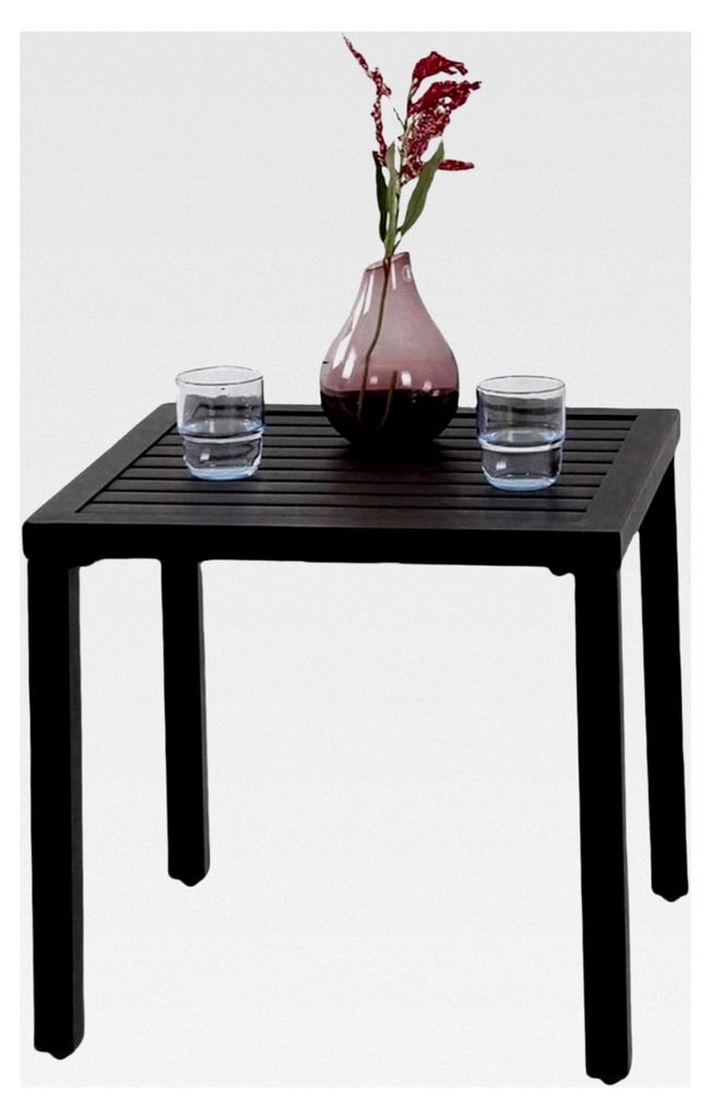 Wetterfester Gartentisch 48 cm, Balkontisch, Beistelltisch für den Außenbereich aus Metall, Tisch für Kaffee, Tee, Bistro, kleiner Tisch, Schwarz
