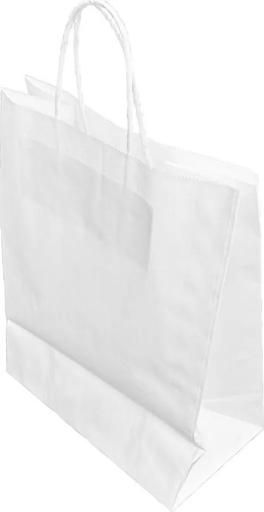 12 Sacchetti Regalo In Carta Kraft Bianca Con Finestra Trasparente – 25x17.8x13 Cm, Con Manici In Tessuto