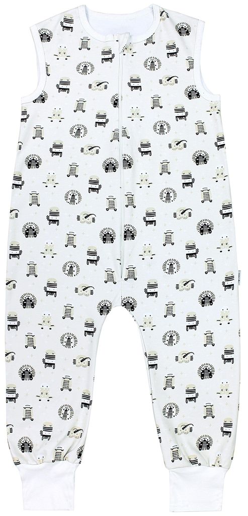 TupTam Sommer Schlafsack mit Füßen 0.5 TOG e Materialien, Farbe: Safari Tierköpfe Zebra Löwe Giraffe, Größe: 104-110