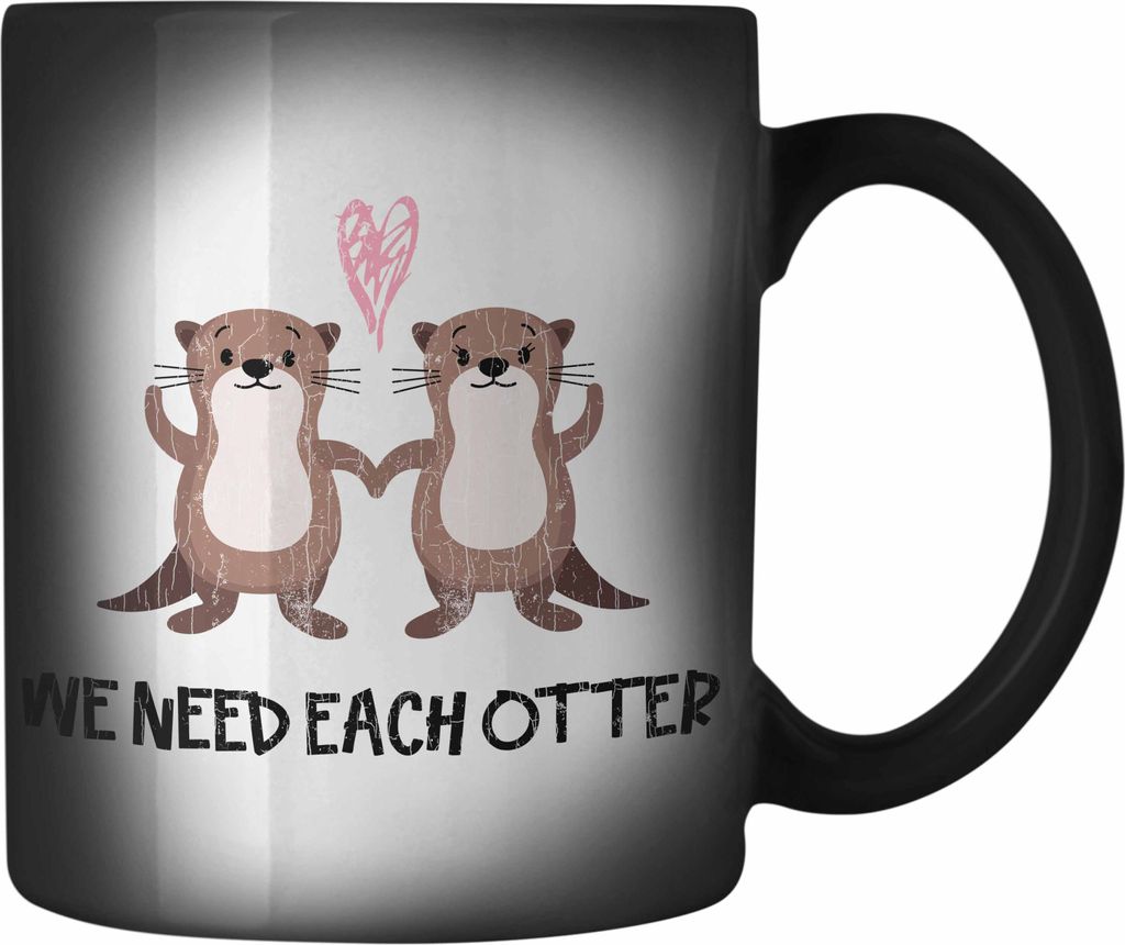 Trendation - Valentinstag Farbwechsel Zauber-Tasse Geschenk für Ihn Sie Lustig We Need Each Otter Geschenkidee Becher Freund Freundin Liebe Paare ...