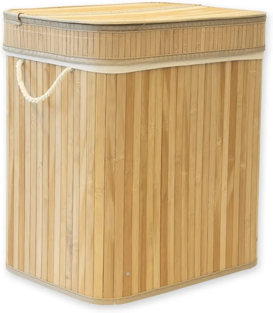 Cesto Biancheria Bambù Quadrato 40x30x45 | Organizzazione Bagno e Casa