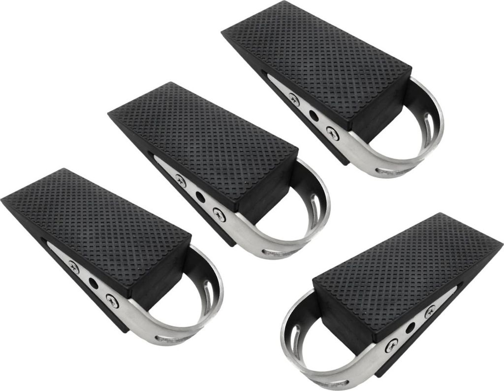 4er Set - Türstopper Boden 12 x 5 x 3 cm, Gummi Türhalter, Bodenstopper aus Edelstahl und Gummi, Keilschutz, rutschfeste Gummi-Stopper, Türansch...