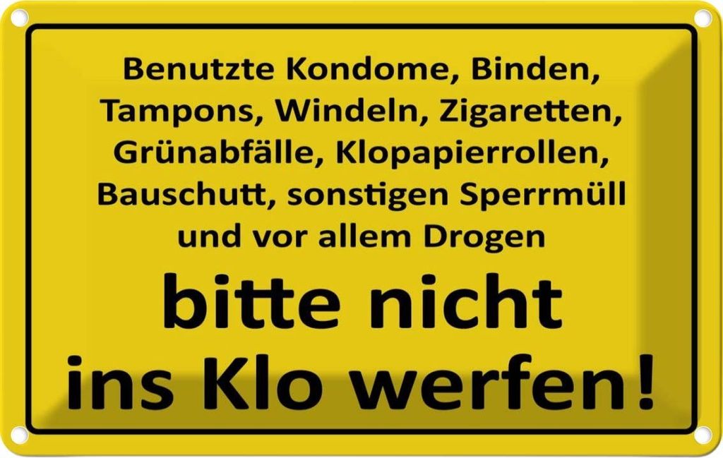 vianmo Blechschild 20x30 cm nicht ins Klo werfen Warnschild Hinweisschild Sicherheit Vorsicht