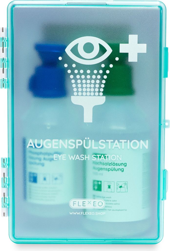 FLEXEO Augenspülstation mit 500ml NaCl 250ml Produktbild 