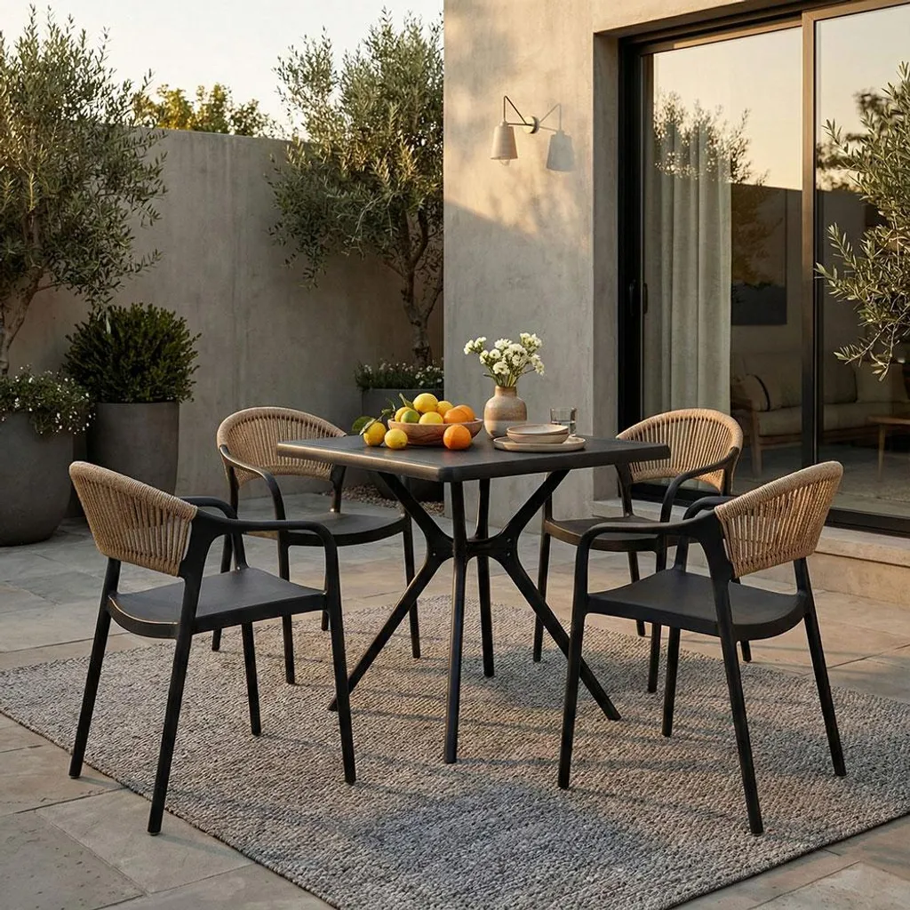 Chaises extérieures résistantes aux intempéries en polypropylène noir (x6)