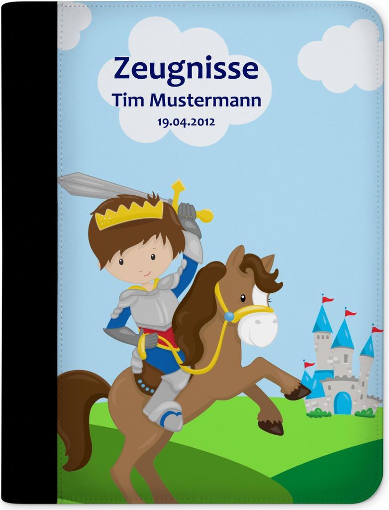 Zeugnismappe, Dokumentenmappe, Ordner A4, Ritter mit Klarsichthüllen