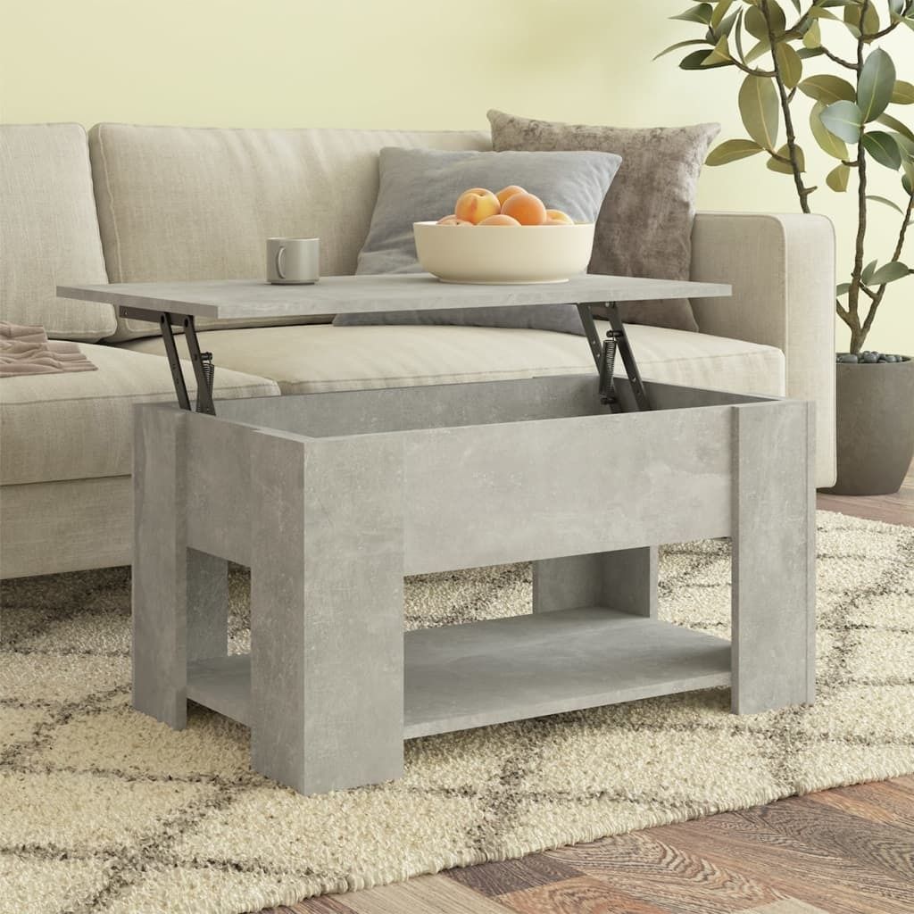 The Living Store Couchtisch Betongrau 79x49x41 cm Holzwerkstoff