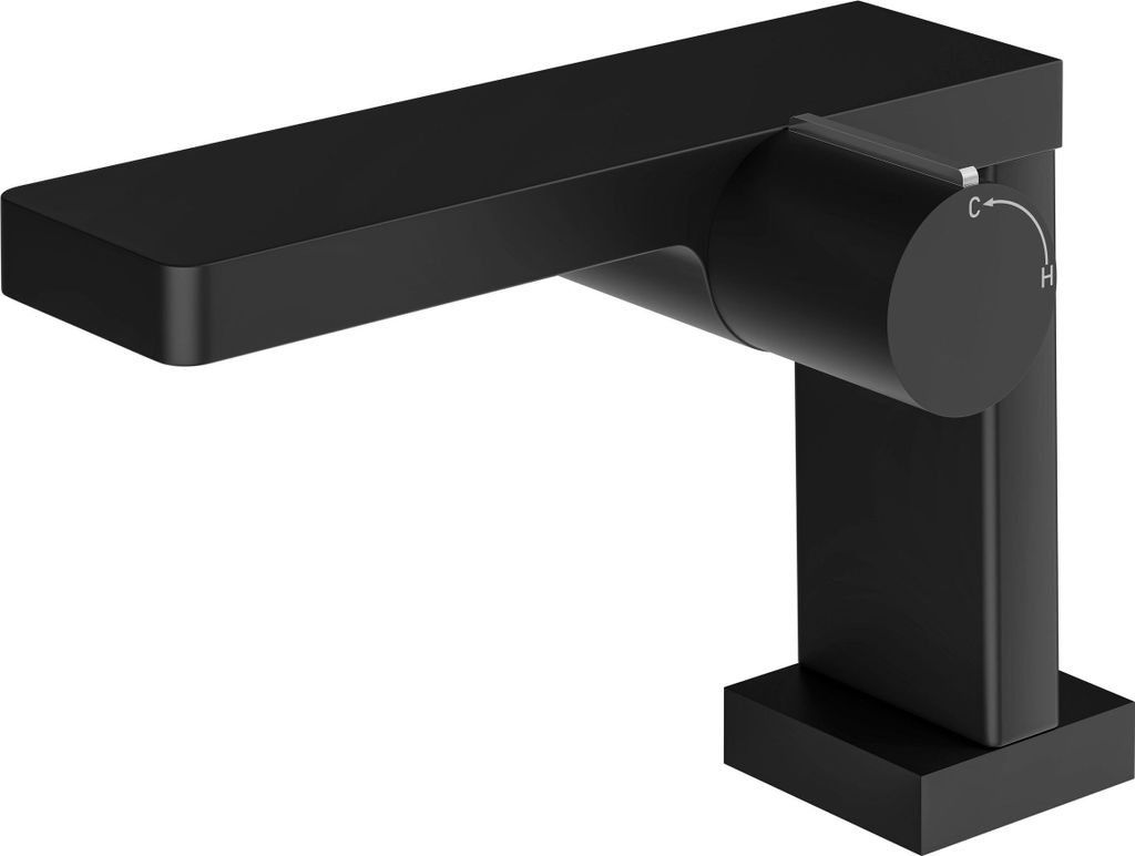 Design Waschtischarmatur Badarmatur NT3110B - Eckige Waschbeckenarmatur in Schwarz