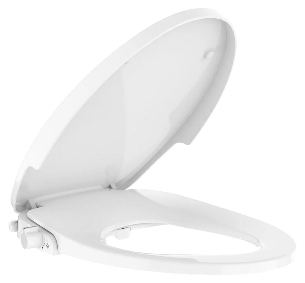 Bidet Toilettensitz - Nicht-elektrisch, verlängert - Doppelte selbstreinigende Düsen - Einstellbarer Sprühdruck & Position - Soft-Close Deckel -...