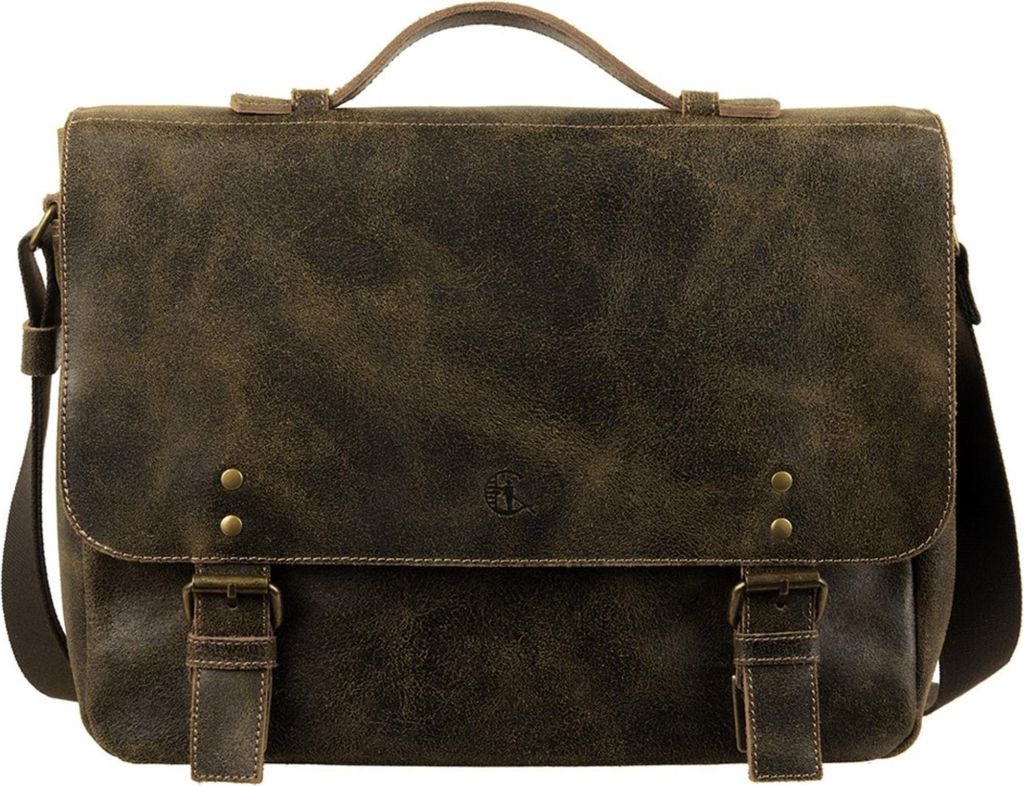 Herren Aktentasche Vintage Leder Braun für Laptops bis 14 Zoll mit Reißverschluss