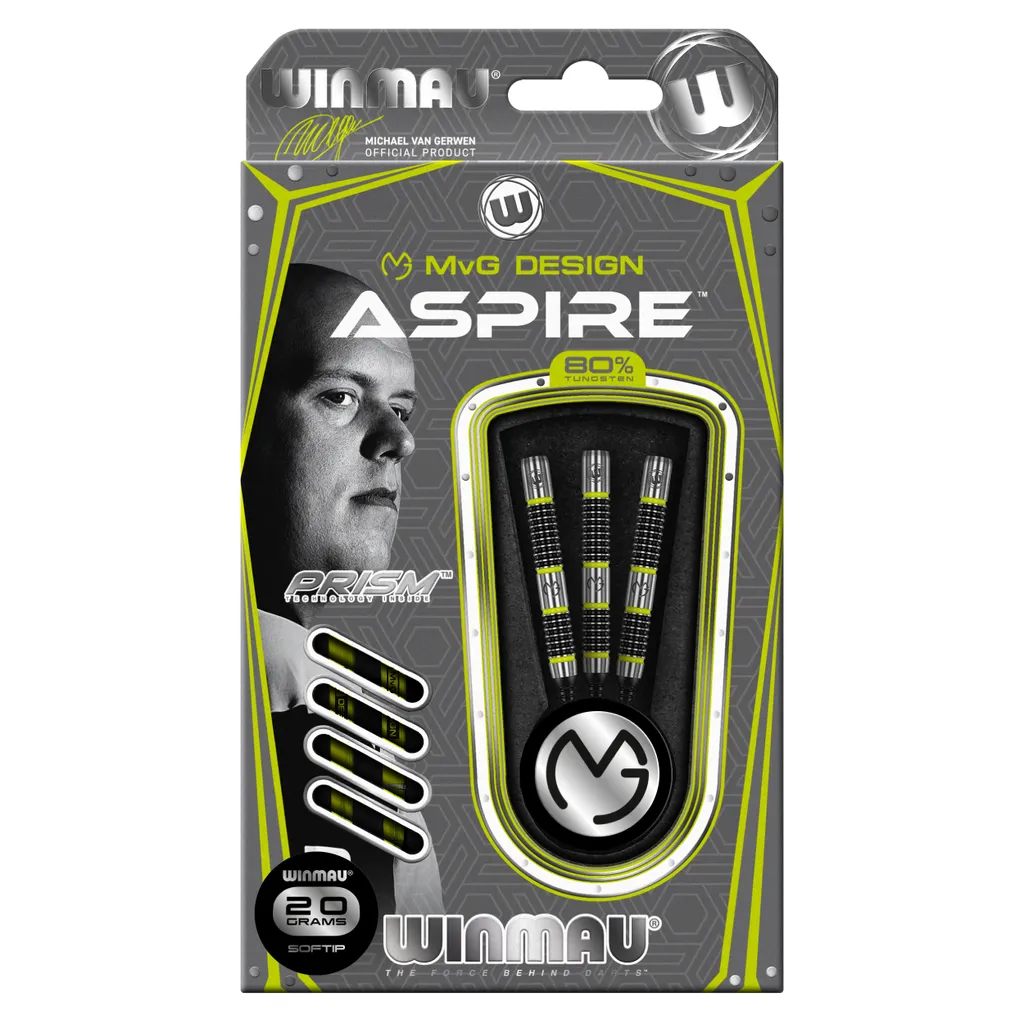 Jeu de Fléchettes de Compétition 20g MVG Aspire Soft Tip en Tungstène - 7