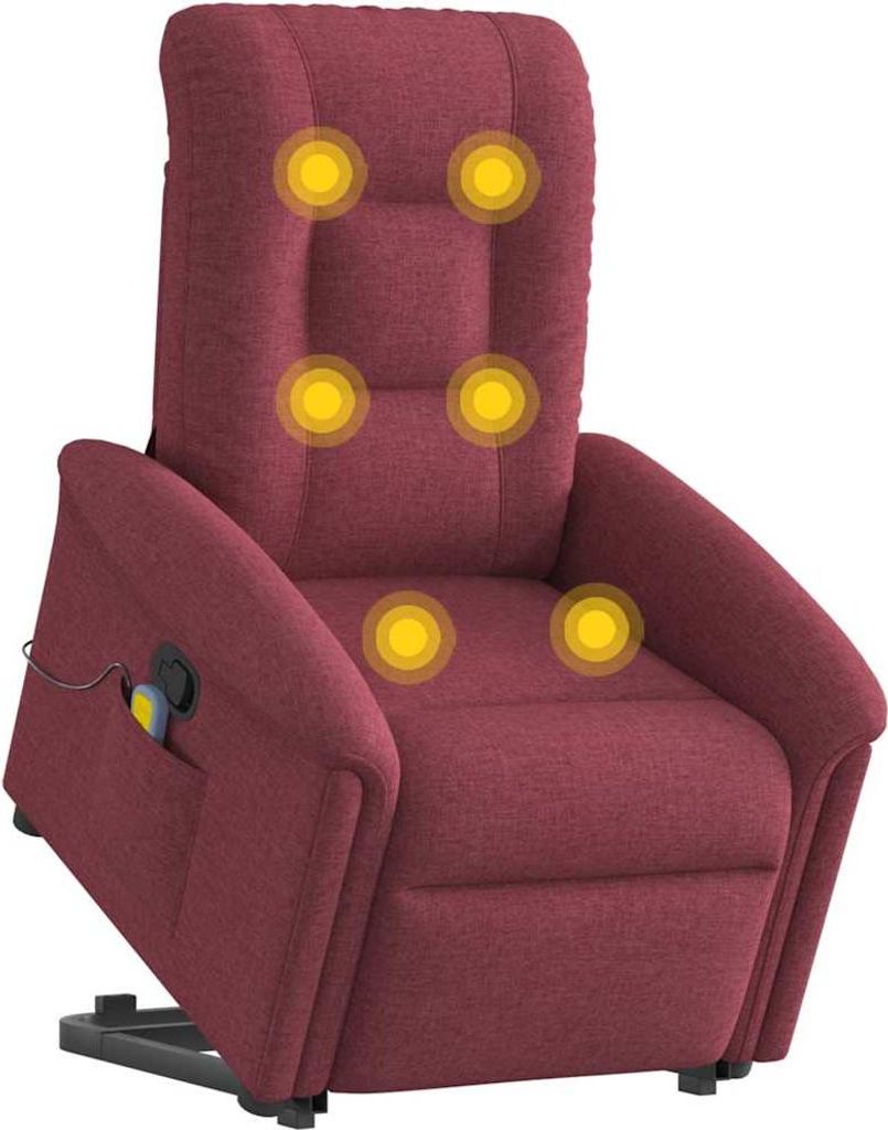 vidaXL Massagesessel mit Aufstehhilfe Weinrot Stoff