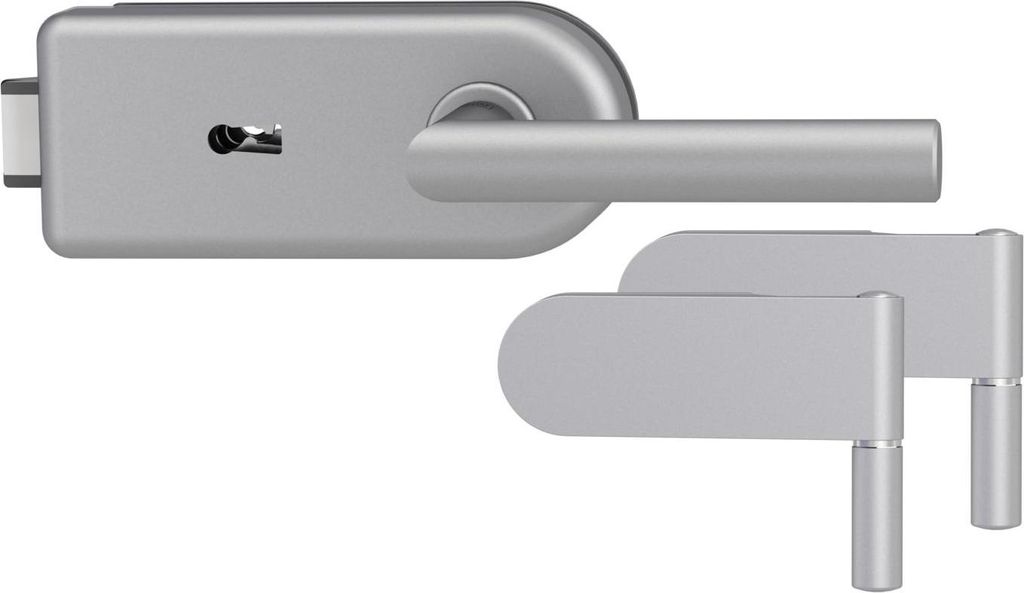 Griffwerk SMILE 1.0 -Alu EV1 Ganzglastürbeschlagset -2-teiliger Bandsatz -mit Griff L-Form -BB