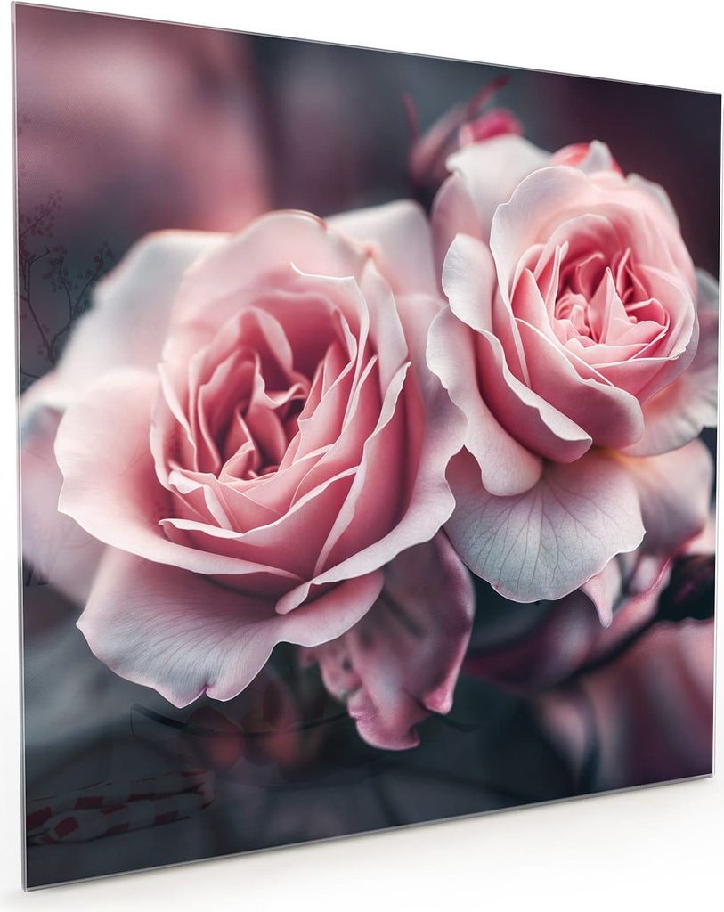 Küchenrückwand Spritzschutz Glas mit Motiv Rosenblüten Duo Produktbild 