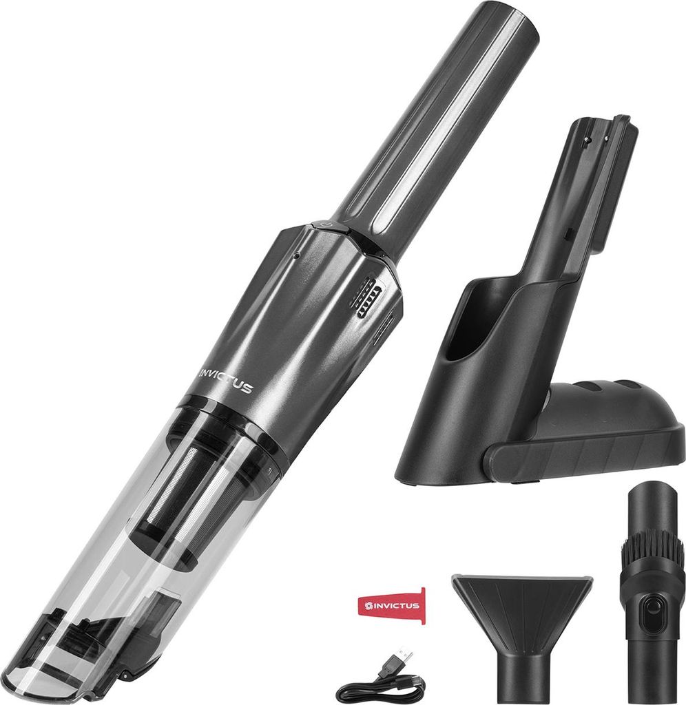 Genius Invictus ONE Prestige Deluxe Akku-Handstaubsauger Set 9tlg, Auto Staubsauger, Saugleistung 12000 Pa, Ladestation, HEPA Filter