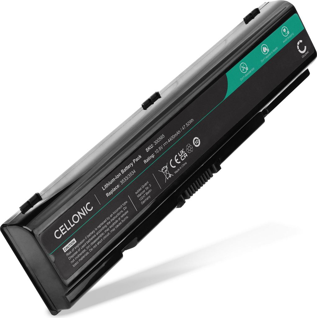 CELLONIC 1x Akku für Notebook Kompatibel mit Toshiba Satellite Pro A205, Satellite Pro L300 / L300D, Satellite Pro A300 / A300D, PA3534U - (4400mA...