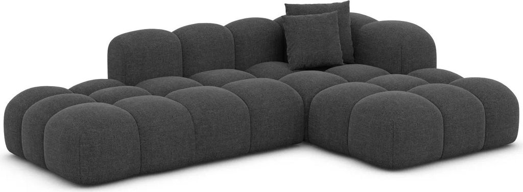Strukturstoff L-Form Lounge Sofa Valora Anthrazit Rechts