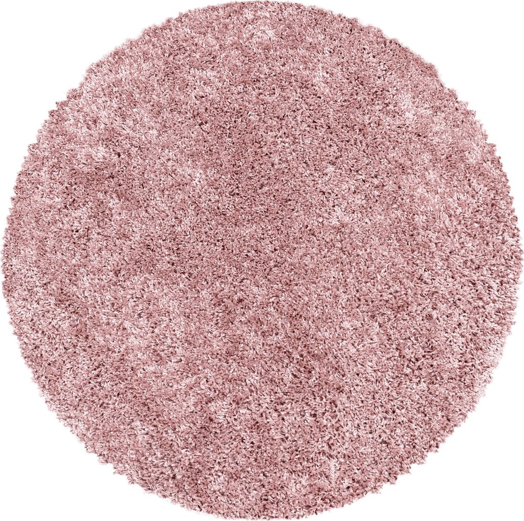 Teppich Wohnzimmer Hochflor Rosa 160x160 Rund Unicolor - Einfarbig aus Polypropylen