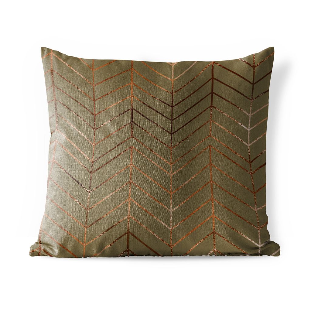 MuchoWow Outdoor Kissen - Muster - Bronze - Luxus - Grün - 50x50 cm - Wetterfest - Lounge Kissen - Komfortabel - Kissen mit Bild