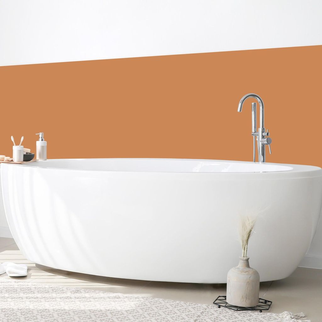Wandverkleidung Bad mit Motiv selbstklebend - 0.35 mm Wandpaneel matt wasserfest Design orange Unifarben Badrückwand fugenlos 50x50 cm