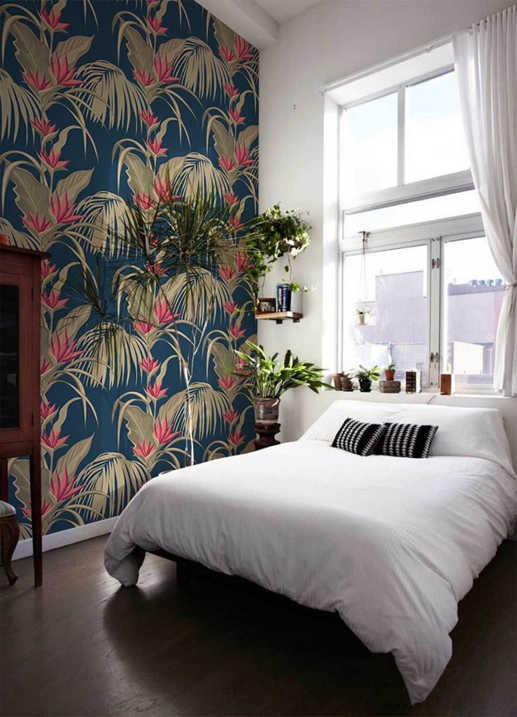 Coloray Fototapete 290x290 cm An Einer Wand Latex Latextapete - Palmen verlässt.