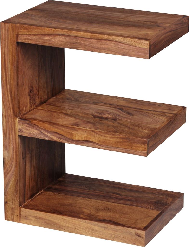 Beistelltisch MUMBAI Massivholz Sheesham E Cube 60cm hoch Wohnzimmer-Tisch Design braun Landhaus-Stil Couchtisch