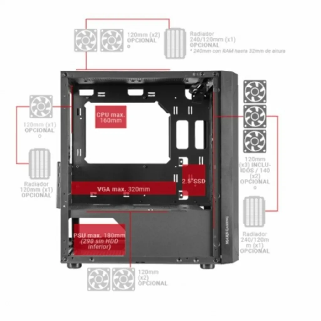 Case Gaming MCMESH Mars Gaming - Mesh 360 e 3 Ventole RGB - 4