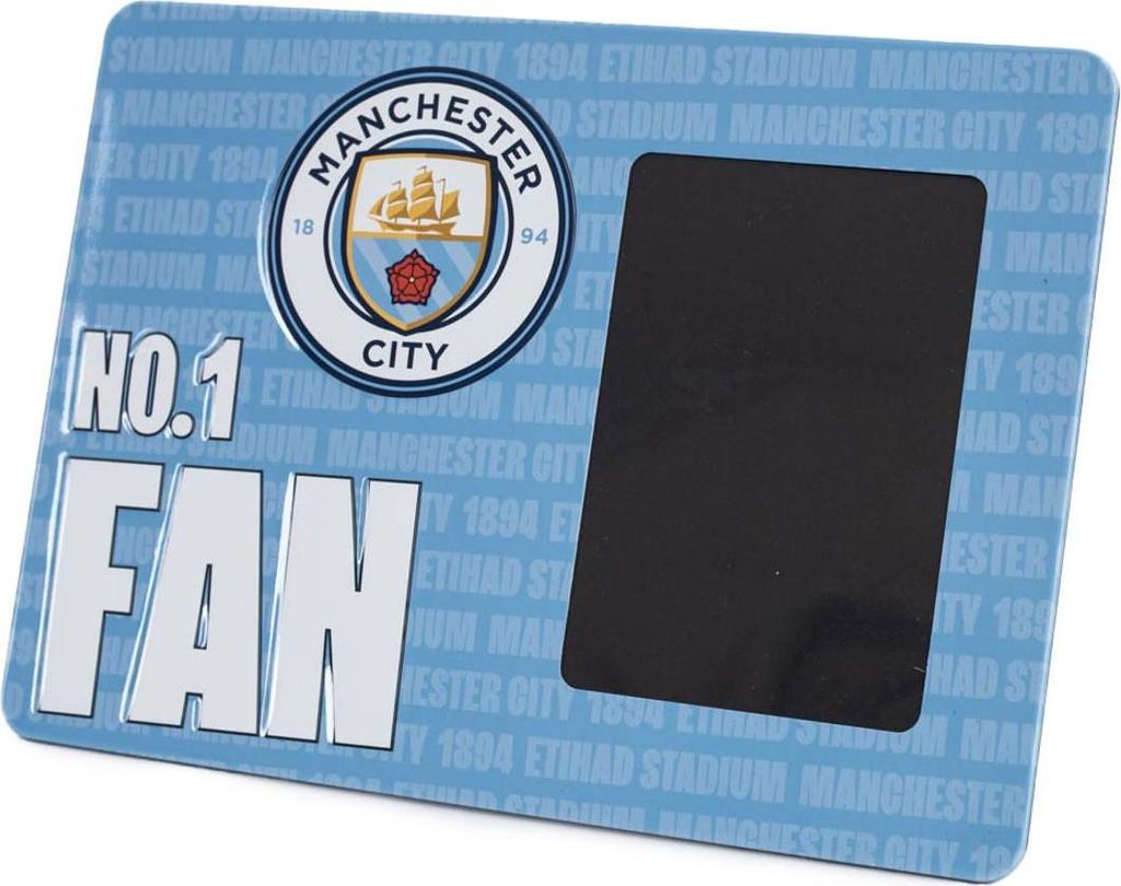 Manchester City FC - Bilderrahmen "No.1 Fan" TA13178 (25 cm x 18 cm) (Himmelblau/Weiß)