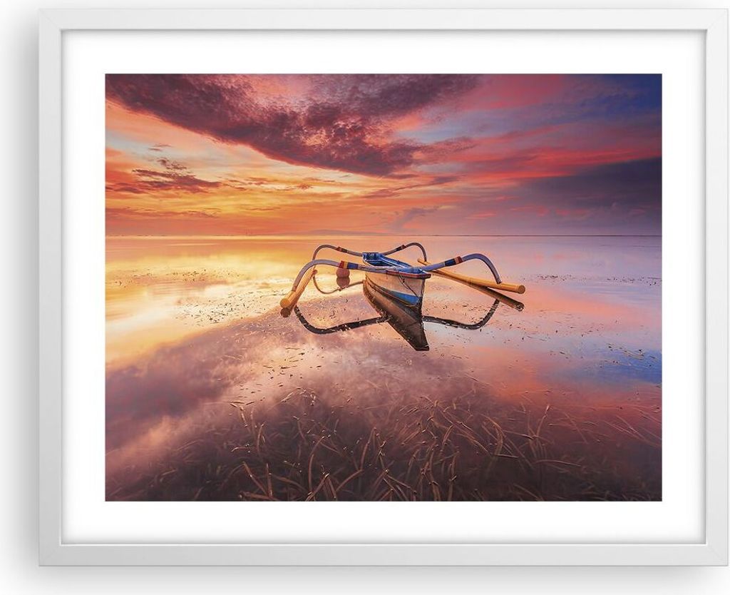 Gerahmtes Poster - Weißer Rahmen - £ódŸ Westen Die Sonne - 50x40 cm - Wand Bild - Wanddeko - Wandbilder - Kunstposter - Wandposter - Bilderrahm...