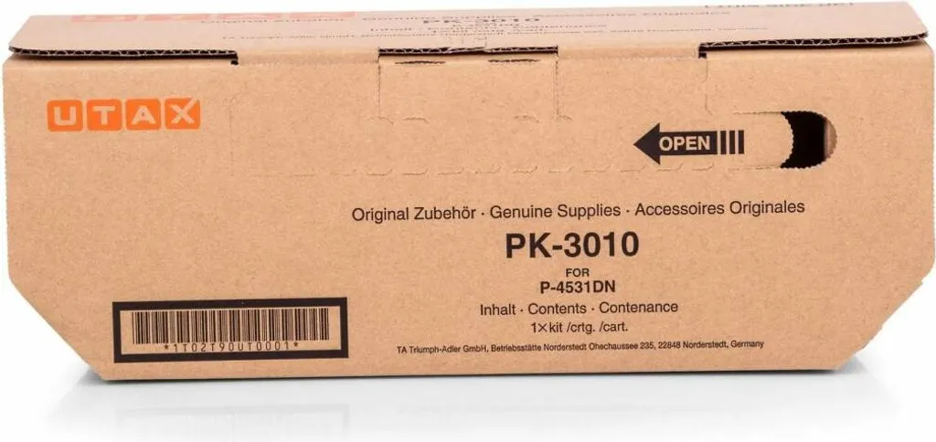 Cartouche de toner noir UTAX PK-3010 compatible avec le modèle P-4531DN