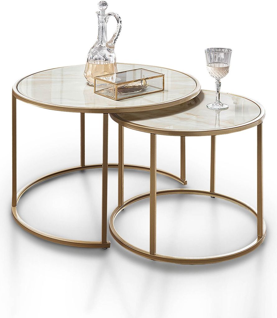 Concept Santos Couchtisch 2er-Set Glas - Metallgestell Produktbild 