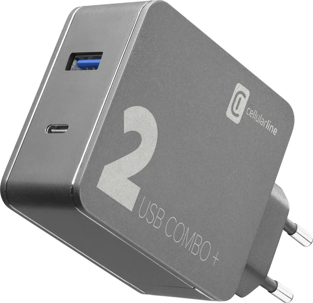 Cellularline Multipower 2 Combo Plus 48W - Chargeur Secteur USB-C et USB