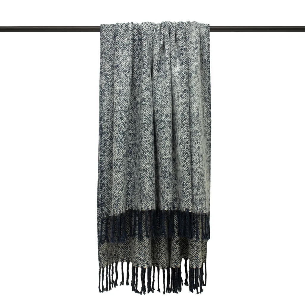Jeté de lit Bleu Marine Weaver Furn - Motif Chevrons Relief et Confort
