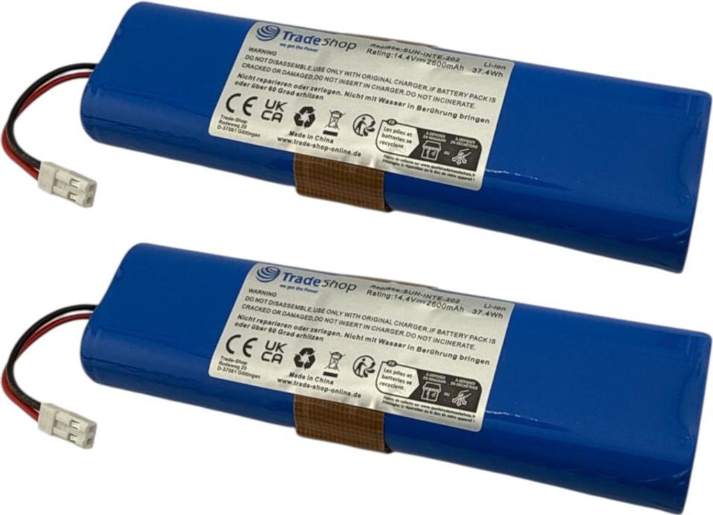 2x Trade-Shop Li-Ion Akku 14,4V / 2600mAh kompatibel mit iLife 18650B4-4S1P-AGX-2, INR18650-MH1-4S1P-AGX, Ay-18650B4, SUN-INTE-202, CS-FEX750VX
