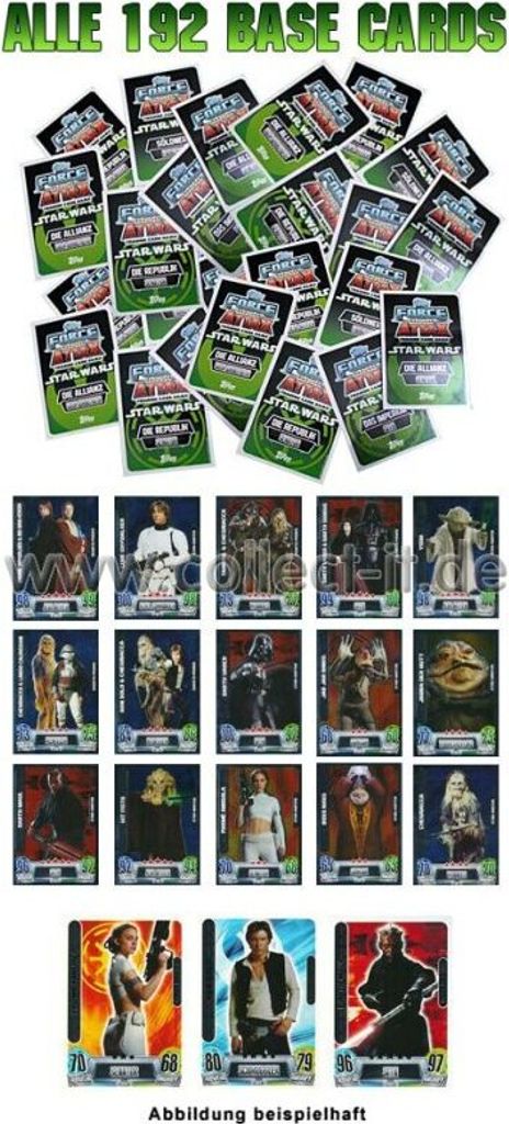 FAMOV2 - Spar 14 - ALLE 192 Base Karten+15 versch. Star-/Zusatzkarten+3 versch. Force Meister - Deutsch - Movie Cards Serie 2