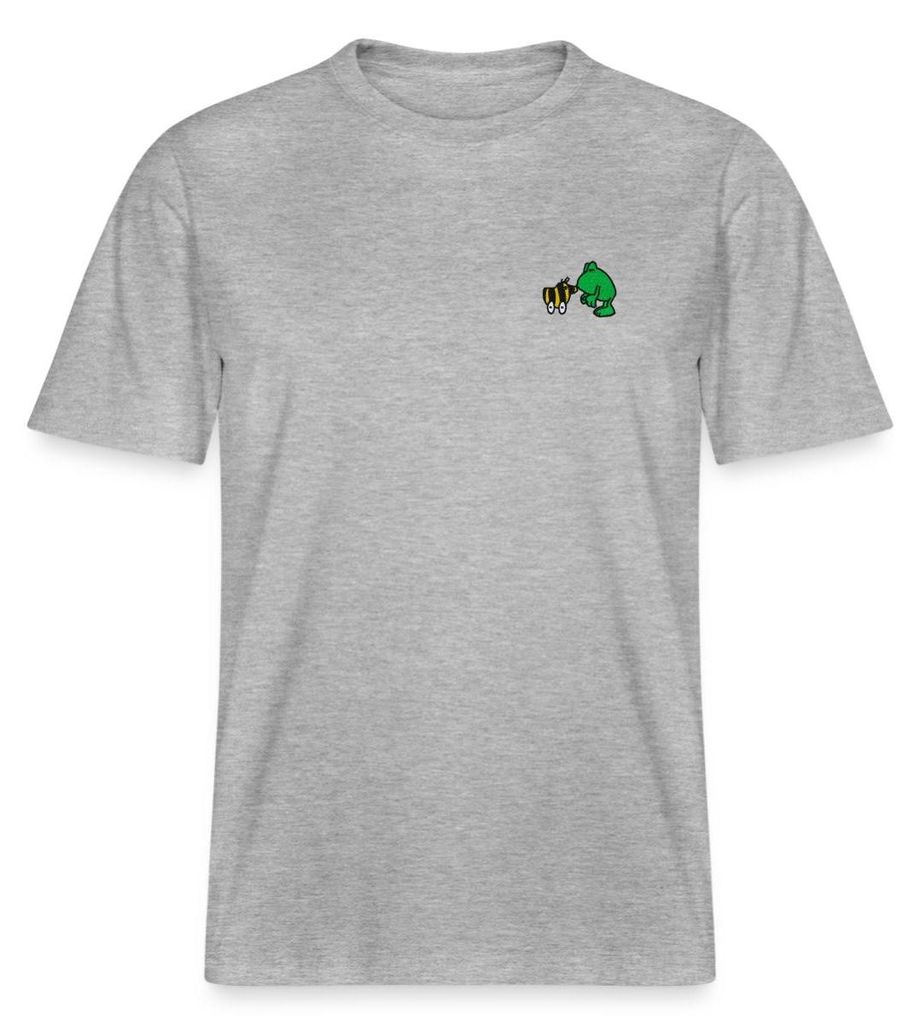 Spreadshirt Janosch Frosch & Tigerente Kuss Stick Relaxed Fit Uni T-Shirt, 3XL, Grau meliert